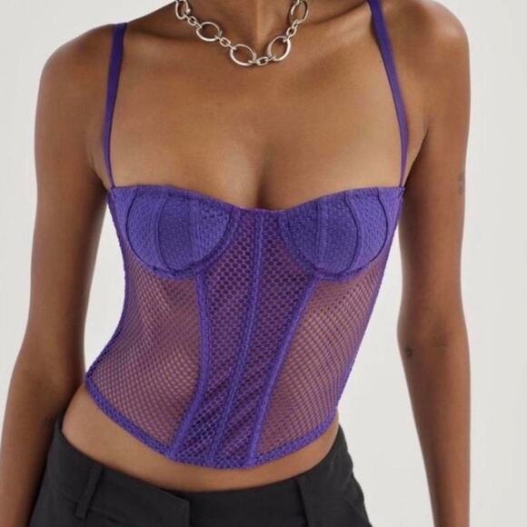 Urban Outfitters Out From Under Purple Mesh Corset - Picture 1 of 4